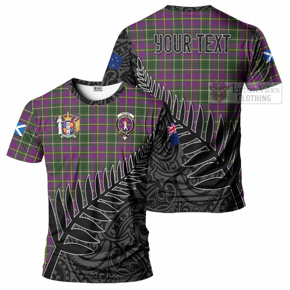 Tartan Vibes Clothing Taylor (Tailylour) Crest Tartan T-Shirt with New Zealand Silver Fern Half Style