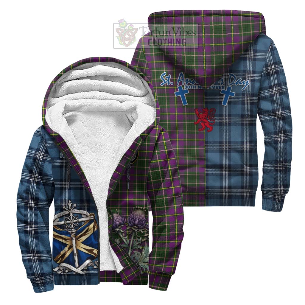 Tartan Vibes Clothing Taylor (Tailylour) Tartan Sherpa Hoodie Happy St. Andrew's Day Half Tartan Style