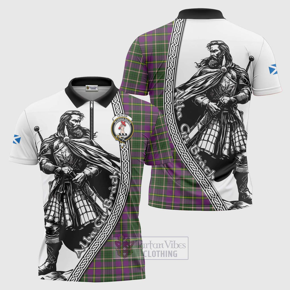 Tartan Vibes Clothing Taylor (Tailylour) Tartan Clan Crest Zipper Polo Shirt with Highlander Warrior Celtic Style