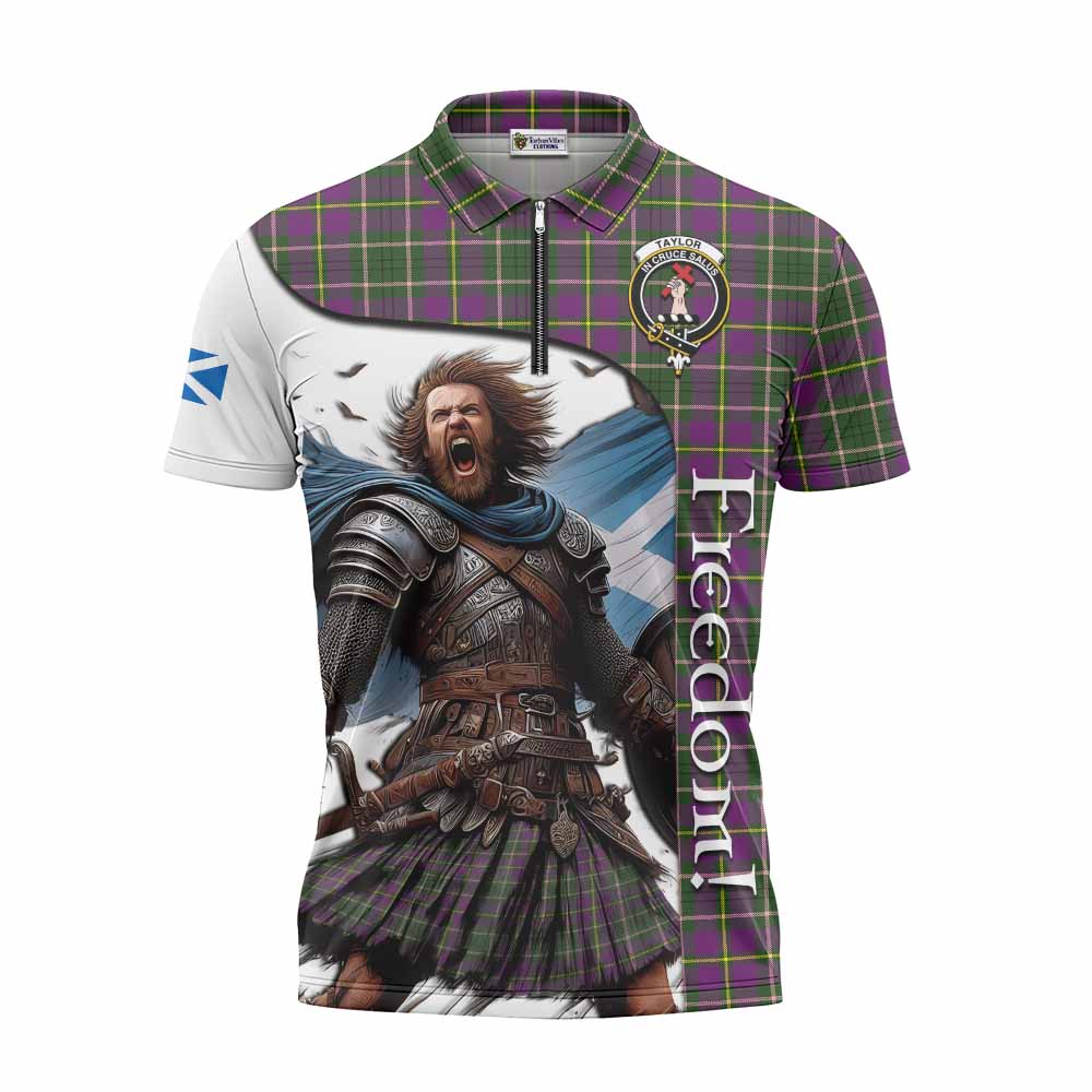 Tartan Vibes Clothing Taylor (Tailylour) Crest Tartan Zipper Polo Shirt Inspired by the Freedom of Scottish Warrior