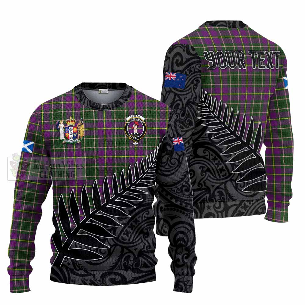 Tartan Vibes Clothing Taylor (Tailylour) Crest Tartan Knitted Sweater with New Zealand Silver Fern Half Style