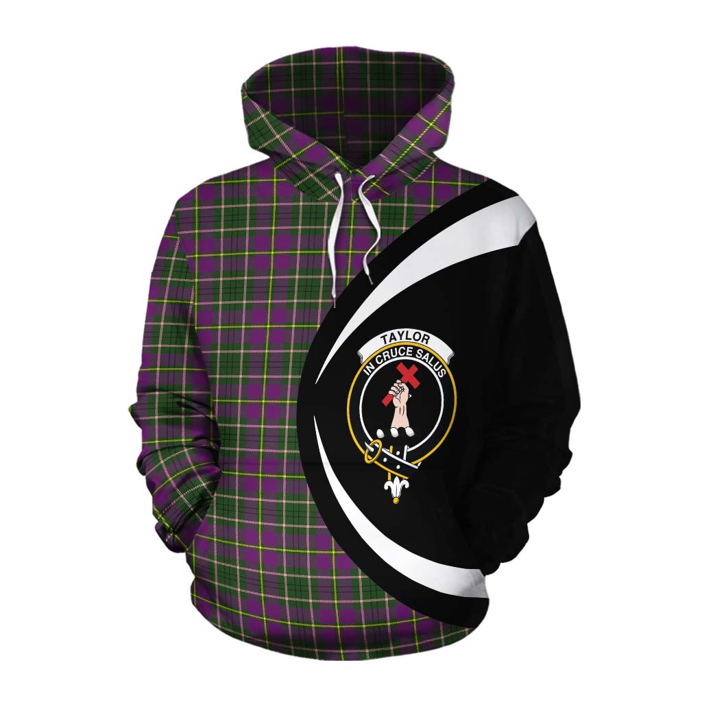 Tartan Vibes Clothing Taylor (Tailylour) Tartan Cotton Hoodie with Family Crest Circle Style