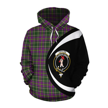 Taylor (Tailylour) Tartan Cotton Hoodie with Family Crest Circle Style