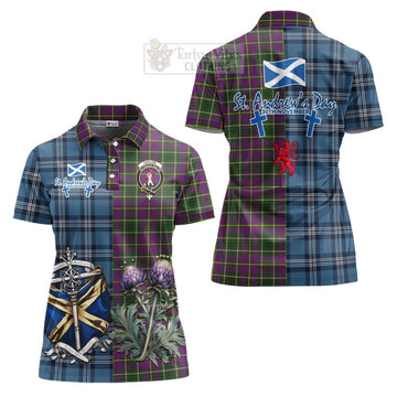 Taylor (Tailylour) Tartan Women's Polo Shirt Happy St. Andrew's Day Half Tartan Style