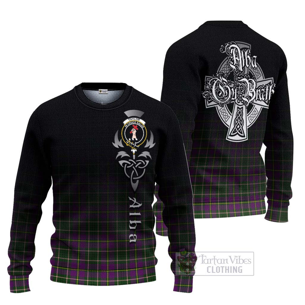 Tartan Vibes Clothing Taylor (Tailylour) Tartan Knitted Sweater Featuring Alba Gu Brath Family Crest Celtic Inspired