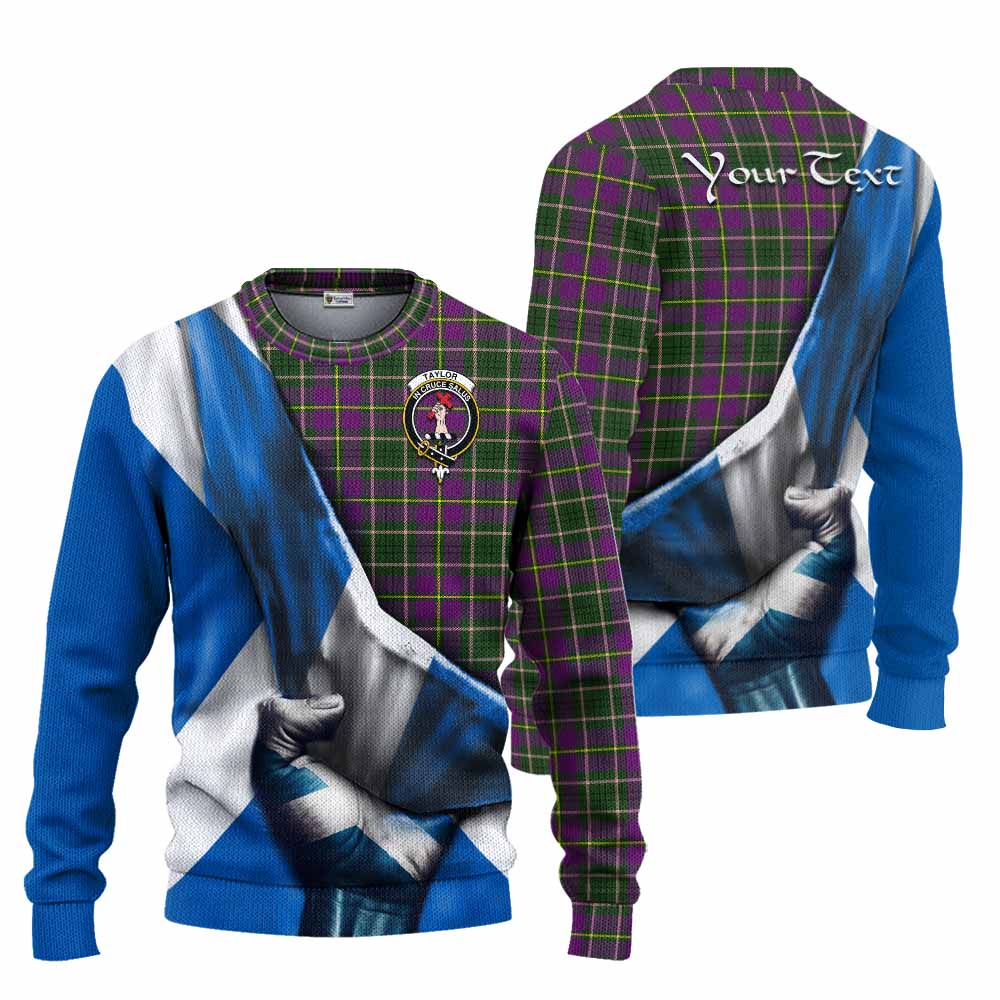 Tartan Vibes Clothing Taylor (Tailylour) Tartan Knitted Sweater with Family Crest Scotland Patriotic Style