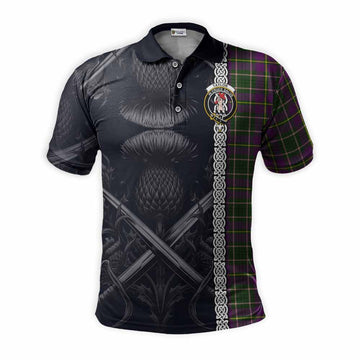 Taylor (Tailylour) Tartan Polo Shirt with Family Crest Cross Sword Thistle Celtic Vibes