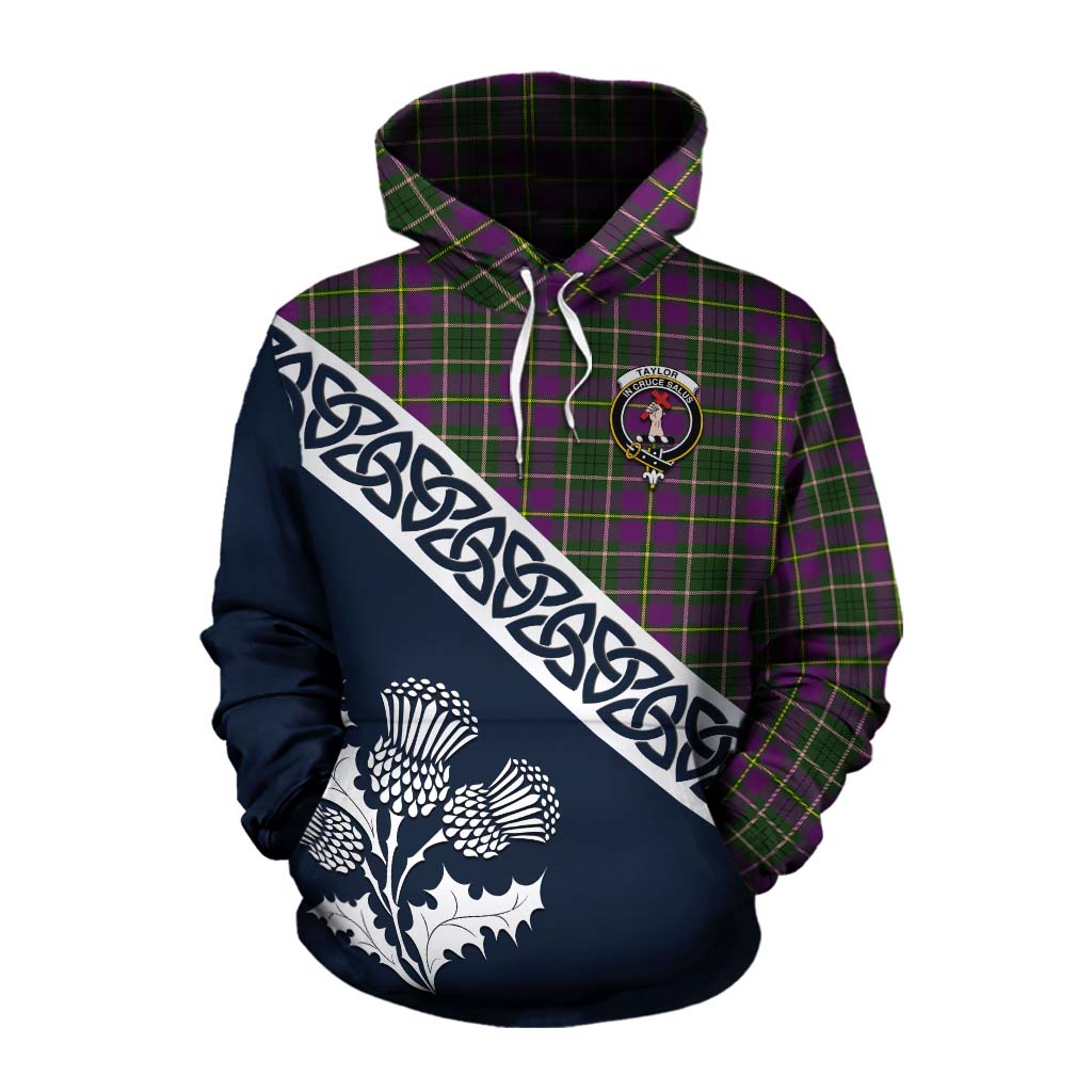 Tartan Vibes Clothing Taylor (Tailylour) Tartan Cotton Hoodie Featuring Thistle and Scotland Map