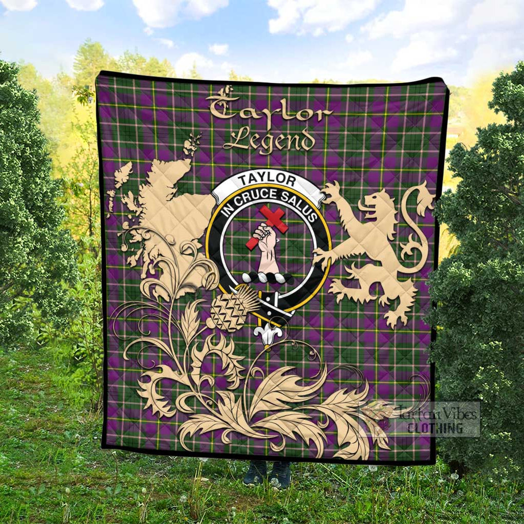 Tartan Vibes Clothing Taylor (Tailylour) Tartan Quilt with Family Crest and Scottish Symbol Style