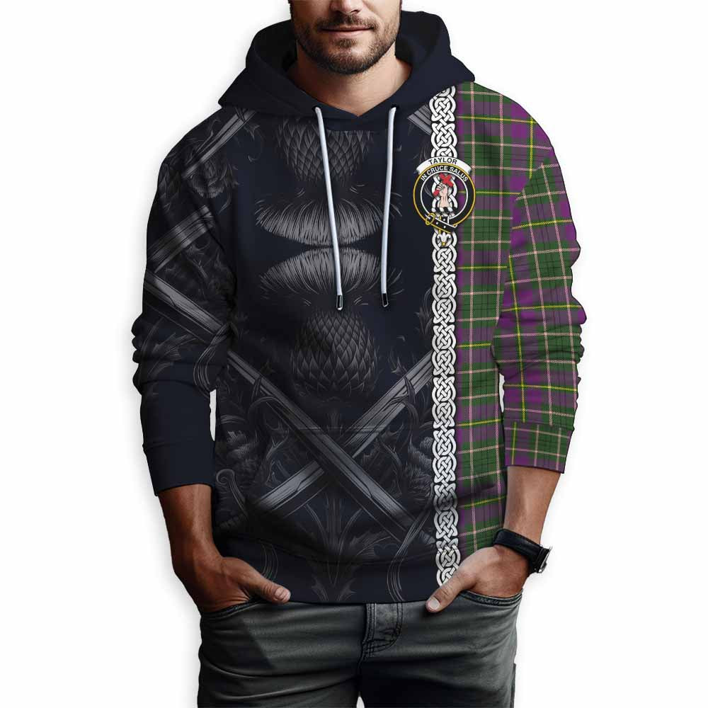 Tartan Vibes Clothing Taylor (Tailylour) Tartan Hoodie with Family Crest Cross Sword Thistle Celtic Vibes