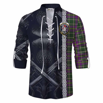 Taylor (Tailylour) Tartan Ghillie Kilt Shirt with Family Crest Cross Sword Thistle Celtic Vibes