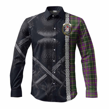 Taylor (Tailylour) Tartan Long Sleeve Button Shirt with Family Crest Cross Sword Thistle Celtic Vibes