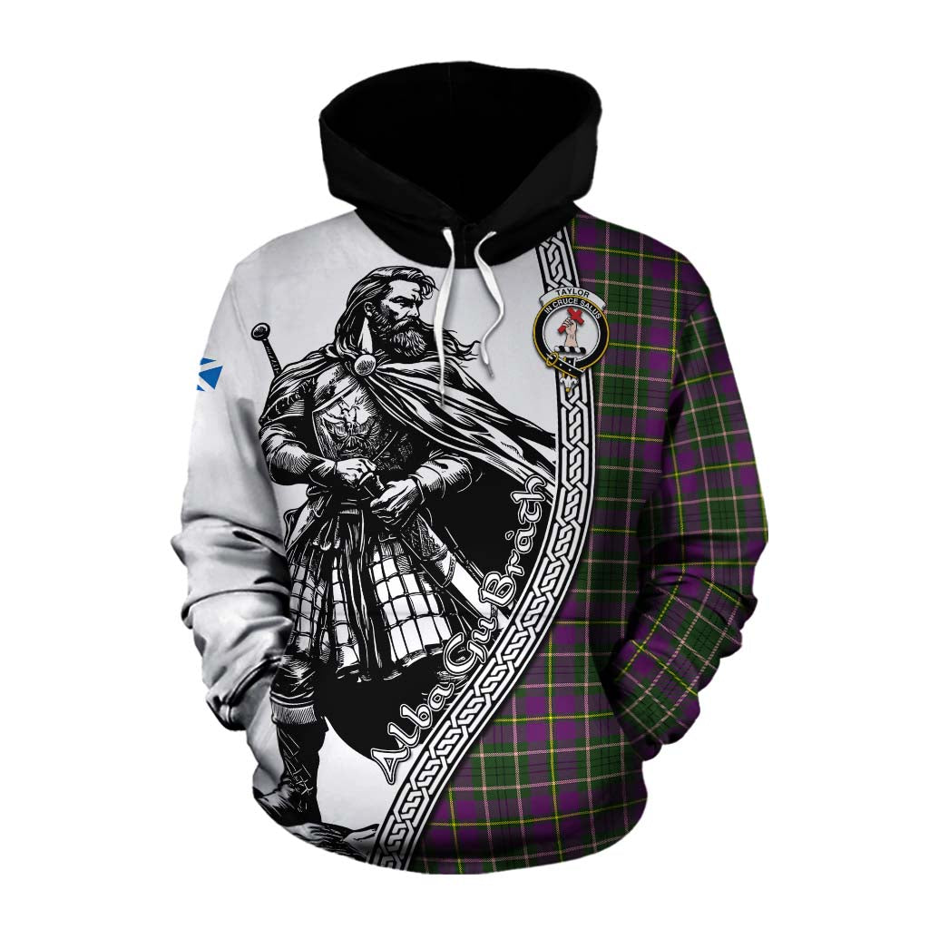 Tartan Vibes Clothing Taylor (Tailylour) Tartan Clan Crest Cotton Hoodie with Highlander Warrior Celtic Style