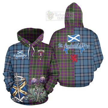 Taylor (Tailylour) Tartan Hoodie Happy St. Andrew's Day Half Tartan Style