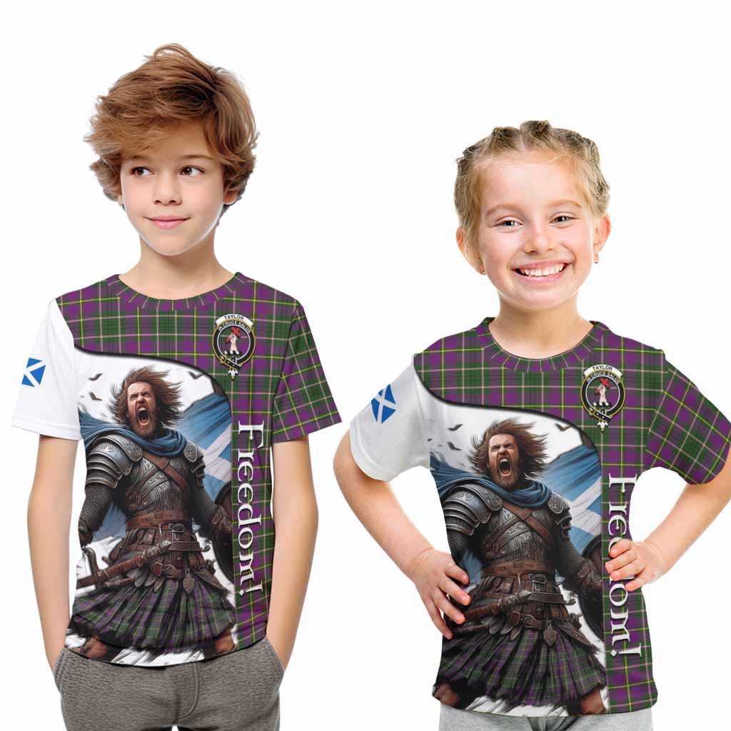 Tartan Vibes Clothing Taylor (Tailylour) Crest Tartan Kid T-Shirt Inspired by the Freedom of Scottish Warrior