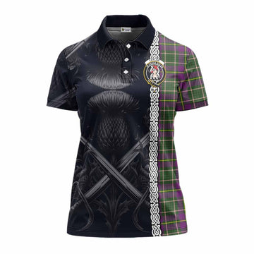 Taylor (Tailylour) Tartan Women's Polo Shirt with Family Crest Cross Sword Thistle Celtic Vibes