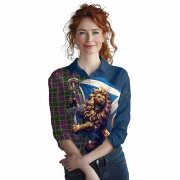 Taylor (Tailylour) Tartan Family Crest Women's Casual Shirt with Scottish Majestic Lion