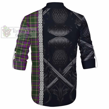 Taylor (Tailylour) Tartan Ghillie Kilt Shirt with Family Crest Cross Sword Thistle Celtic Vibes