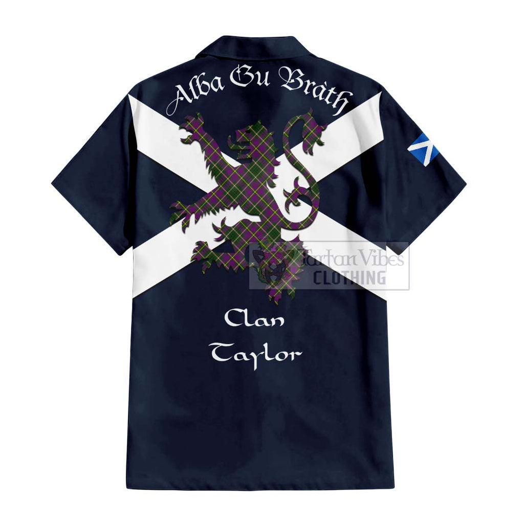 Tartan Vibes Clothing Taylor (Tailylour) Tartan Lion Rampant Short Sleeve Button Shirt – Proudly Display Your Heritage with Alba Gu Brath and Clan Name