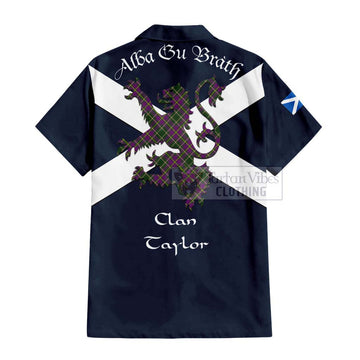 Taylor (Tailylour) Tartan Lion Rampant Short Sleeve Button Shirt  Proudly Display Your Heritage with Alba Gu Brath and Clan Name