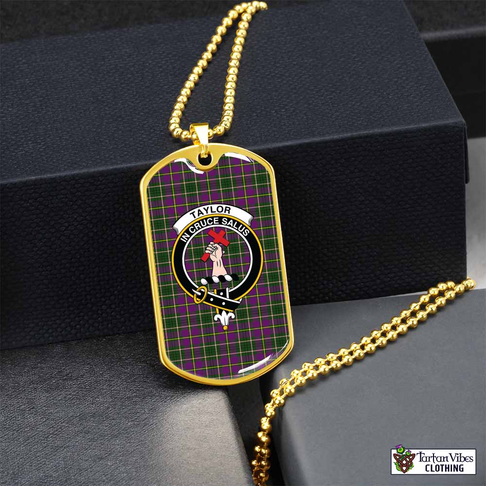 Tartan Vibes Clothing Taylor (Tailylour) Tartan Dog Tag Necklace with Family Crest