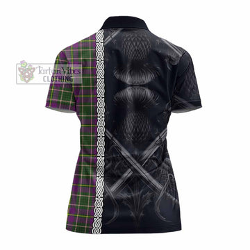 Taylor (Tailylour) Tartan Women's Polo Shirt with Family Crest Cross Sword Thistle Celtic Vibes