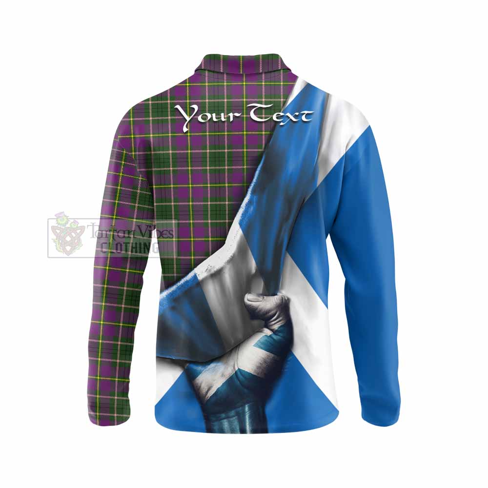 Tartan Vibes Clothing Taylor (Tailylour) Tartan Long Sleeve Polo Shirt with Family Crest Scotland Patriotic Style