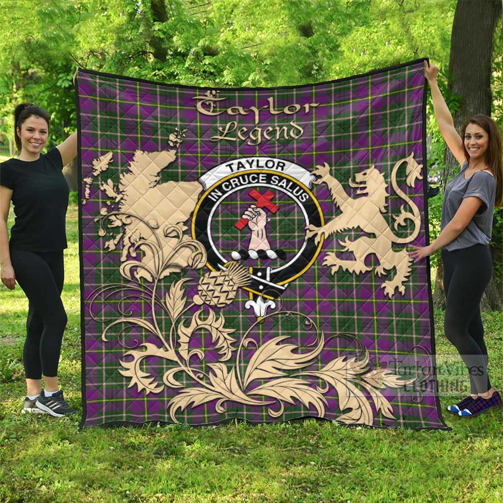 Tartan Vibes Clothing Taylor (Tailylour) Tartan Quilt with Family Crest and Scottish Symbol Style