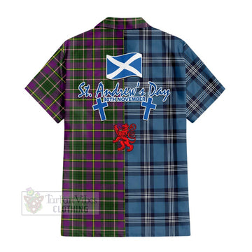 Taylor (Tailylour) Tartan Short Sleeve Button Shirt Happy St. Andrew's Day Half Tartan Style