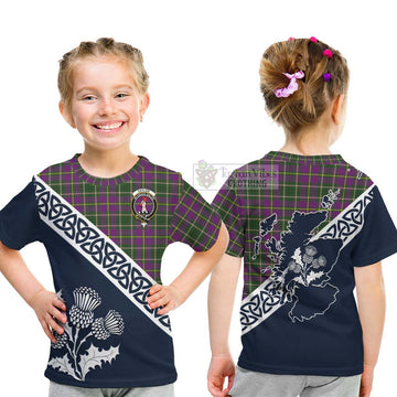 Taylor (Tailylour) Tartan Kid T-Shirt Featuring Thistle and Scotland Map