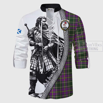 Taylor (Tailylour) Tartan Clan Crest Ghillie Kilt Shirt with Highlander Warrior Celtic Style