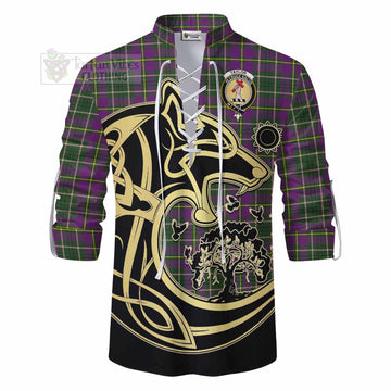 Taylor (Tailylour) Tartan Ghillie Kilt Shirt with Family Crest Celtic Wolf Style