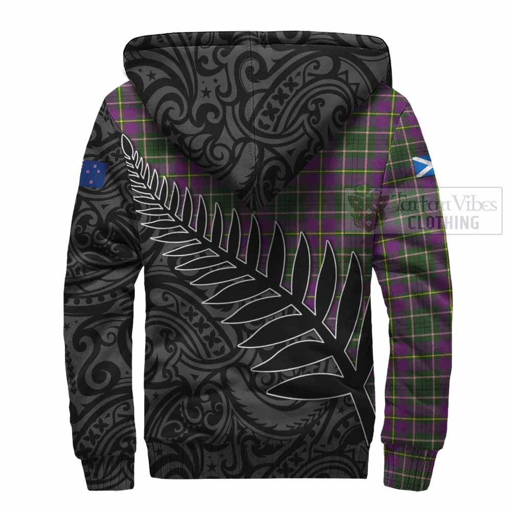 Tartan Vibes Clothing Taylor (Tailylour) Crest Tartan Sherpa Hoodie with New Zealand Silver Fern Half Style