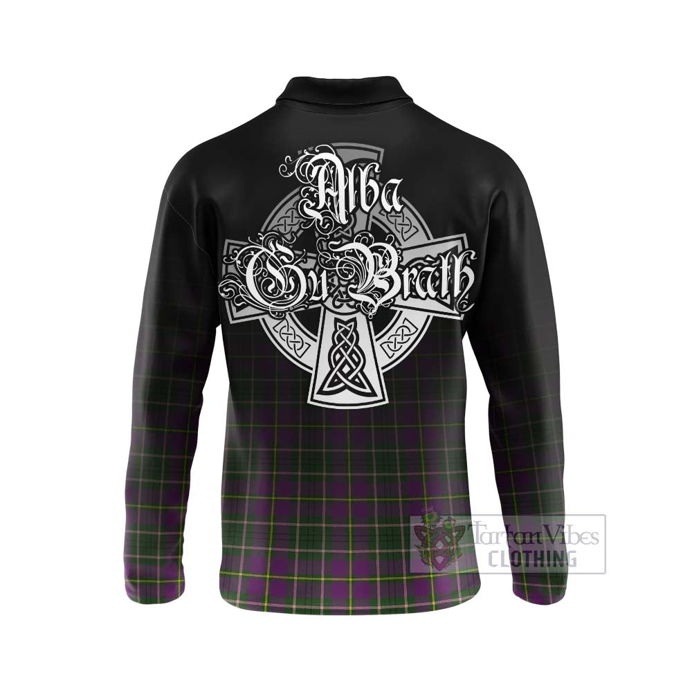 Tartan Vibes Clothing Taylor (Tailylour) Tartan Long Sleeve Polo Shirt Featuring Alba Gu Brath Family Crest Celtic Inspired