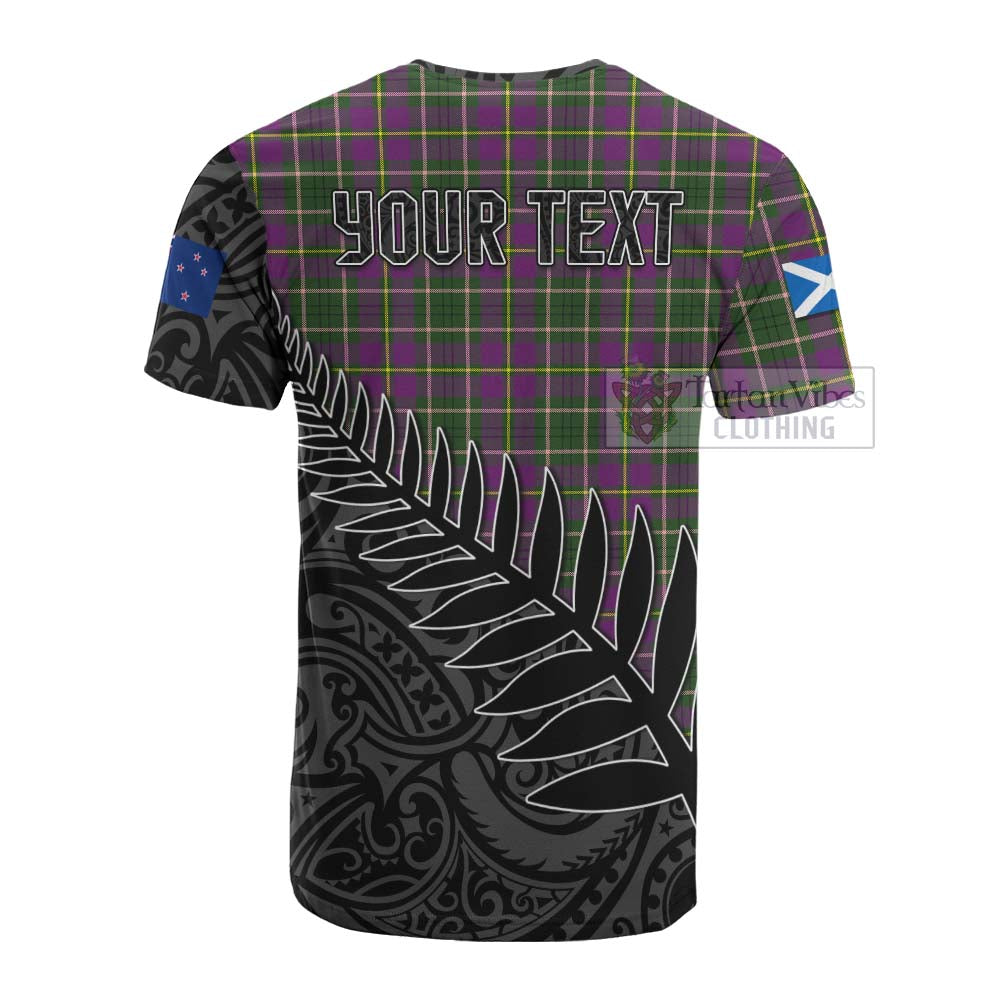 Tartan Vibes Clothing Taylor (Tailylour) Crest Tartan Cotton T-shirt with New Zealand Silver Fern Half Style