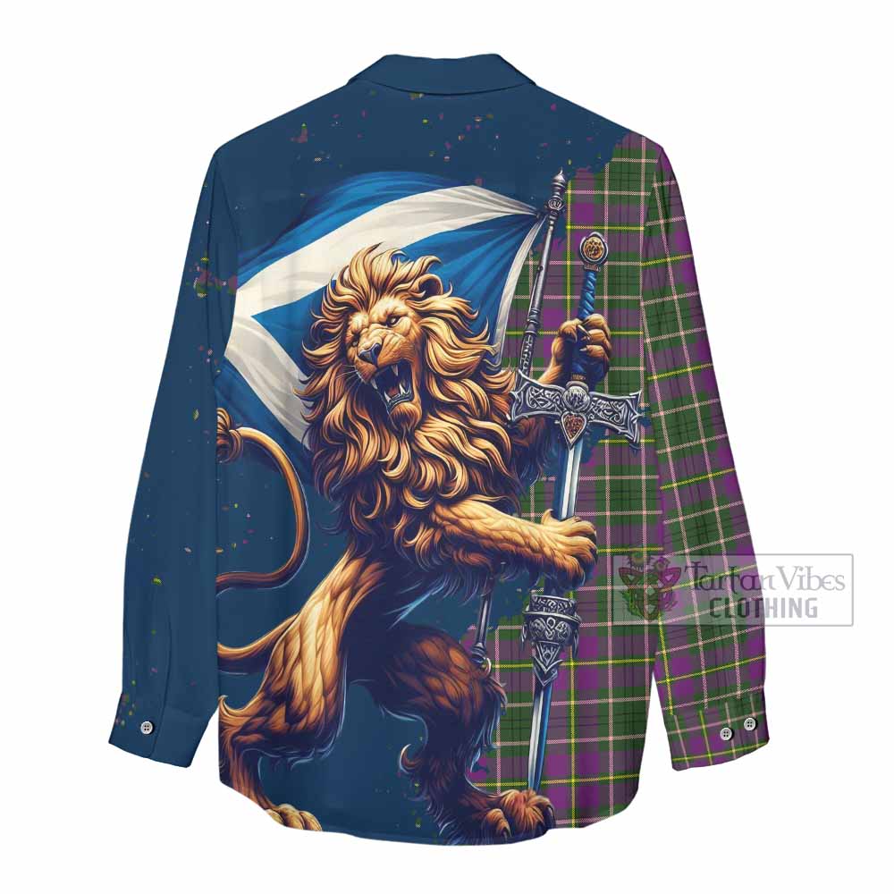 Tartan Vibes Clothing Taylor (Tailylour) Tartan Family Crest Women's Casual Shirt with Scottish Majestic Lion