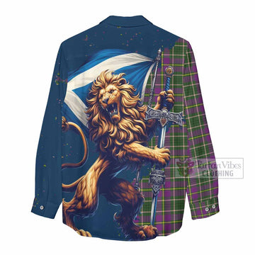 Taylor (Tailylour) Tartan Family Crest Women's Casual Shirt with Scottish Majestic Lion