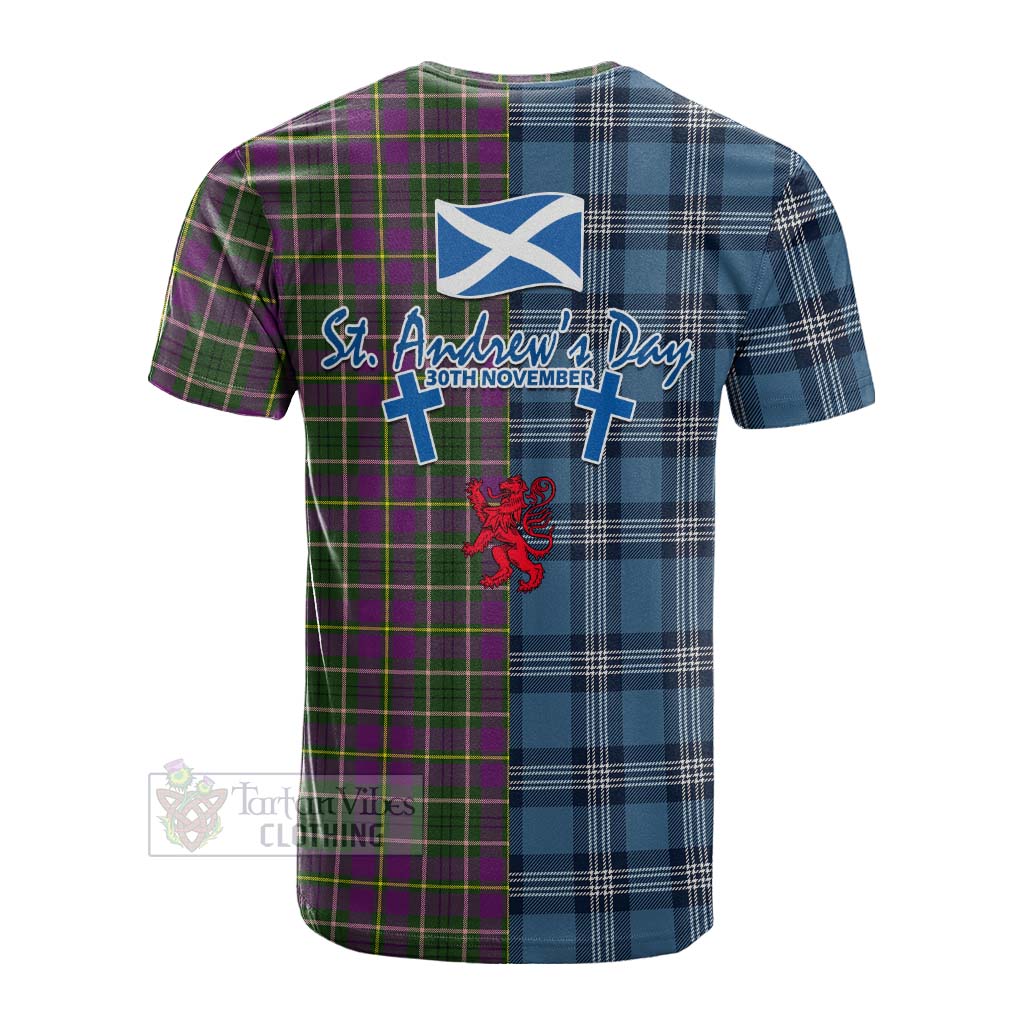 Tartan Vibes Clothing Taylor (Tailylour) Tartan Cotton T-shirt Happy St. Andrew's Day Half Tartan Style