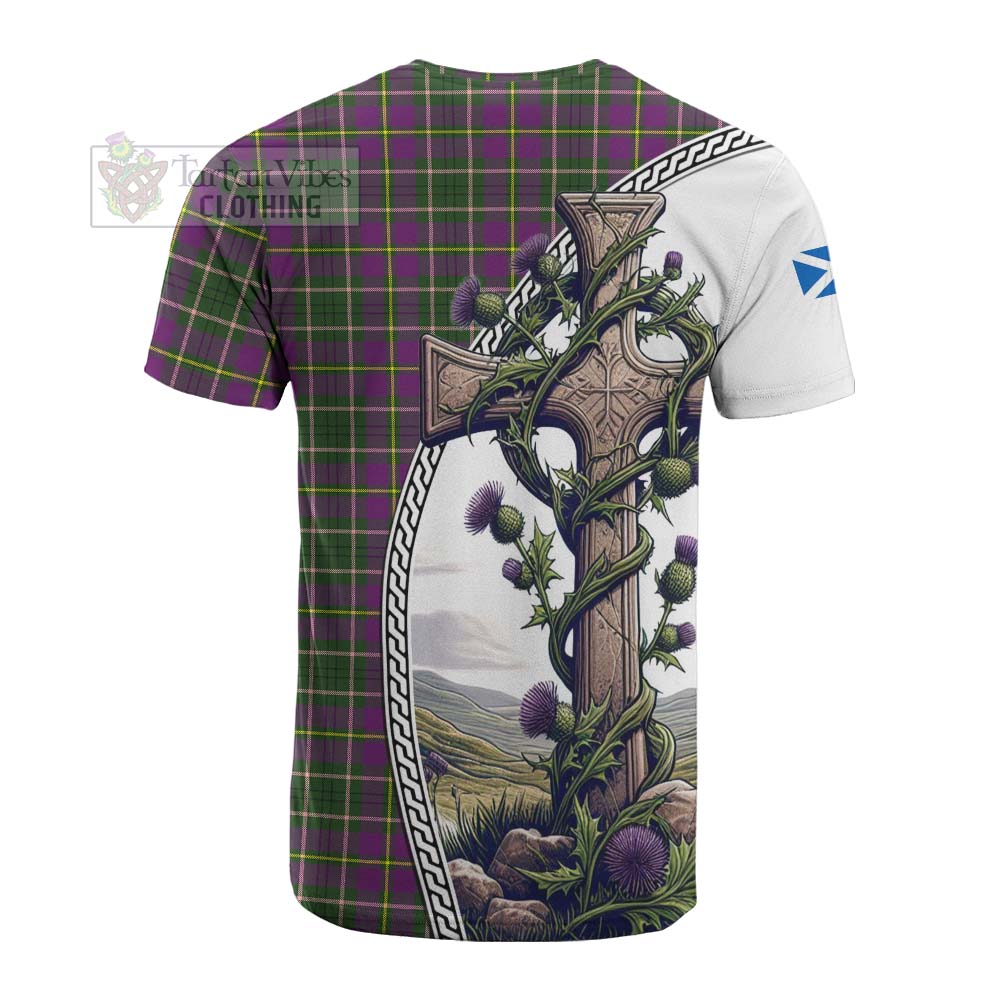 Tartan Vibes Clothing Taylor (Tailylour) Tartan Cotton T-shirt with Family Crest and St. Andrew's Cross Accented by Thistle Vines