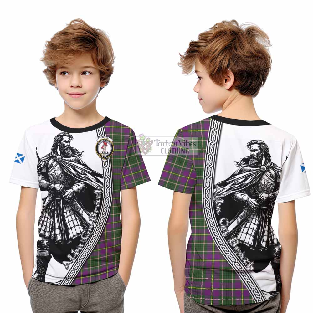 Taylor (Tailylour) Tartan Clan Crest Kid T-Shirt with Highlander Warrior Celtic Style