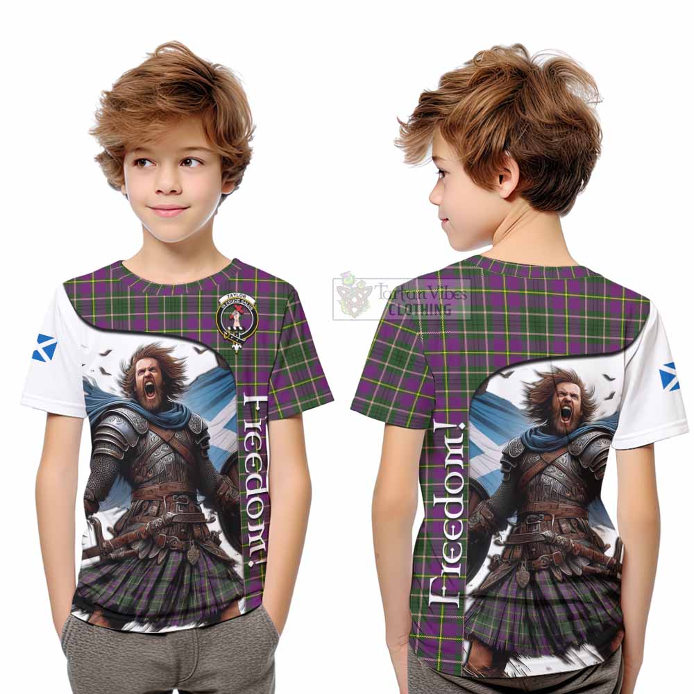 Tartan Vibes Clothing Taylor (Tailylour) Crest Tartan Kid T-Shirt Inspired by the Freedom of Scottish Warrior