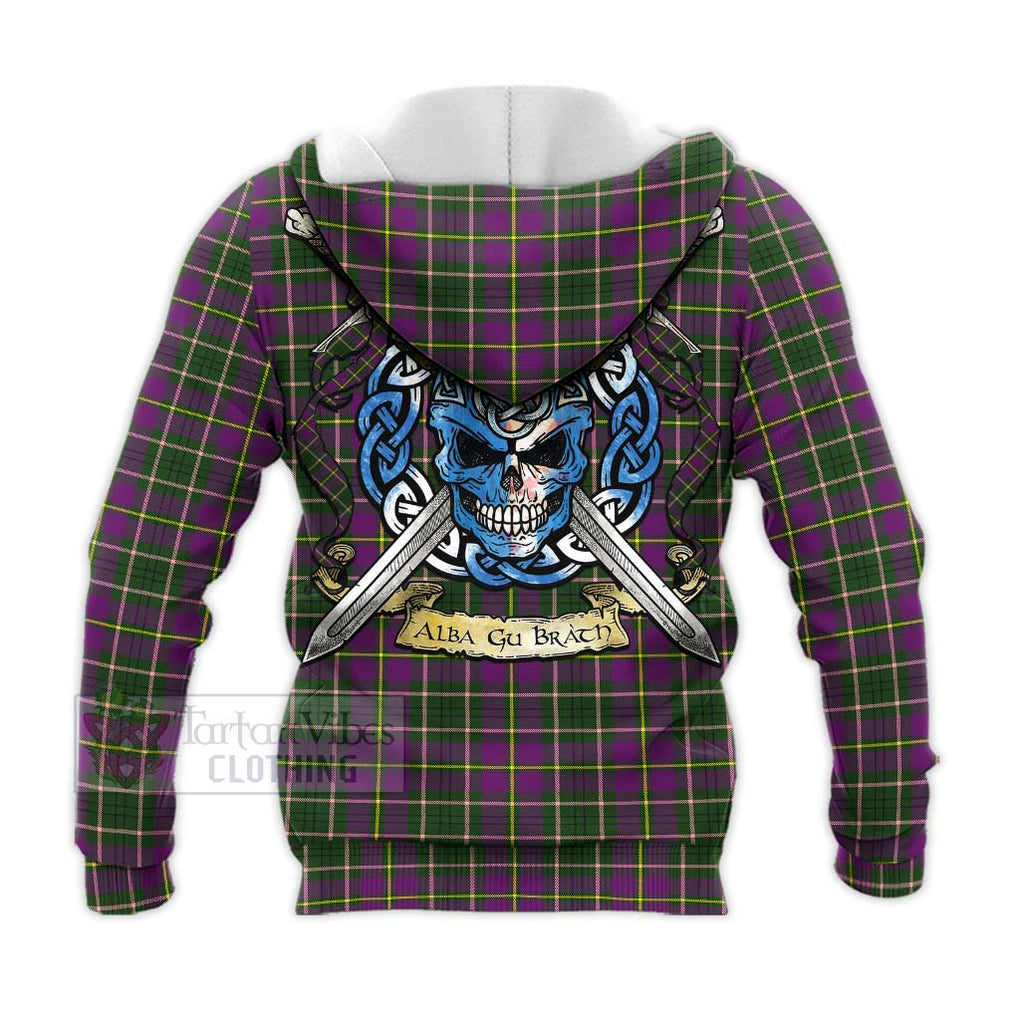 Tartan Vibes Clothing Taylor (Tailylour) Tartan Knitted Hoodie with Family Crest Celtic Skull Style