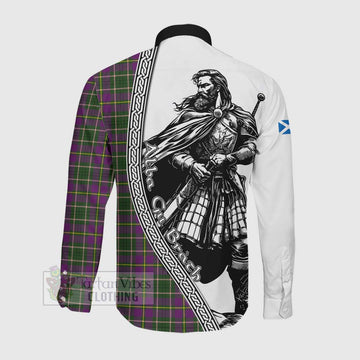 Taylor (Tailylour) Tartan Clan Crest Long Sleeve Button Shirt with Highlander Warrior Celtic Style