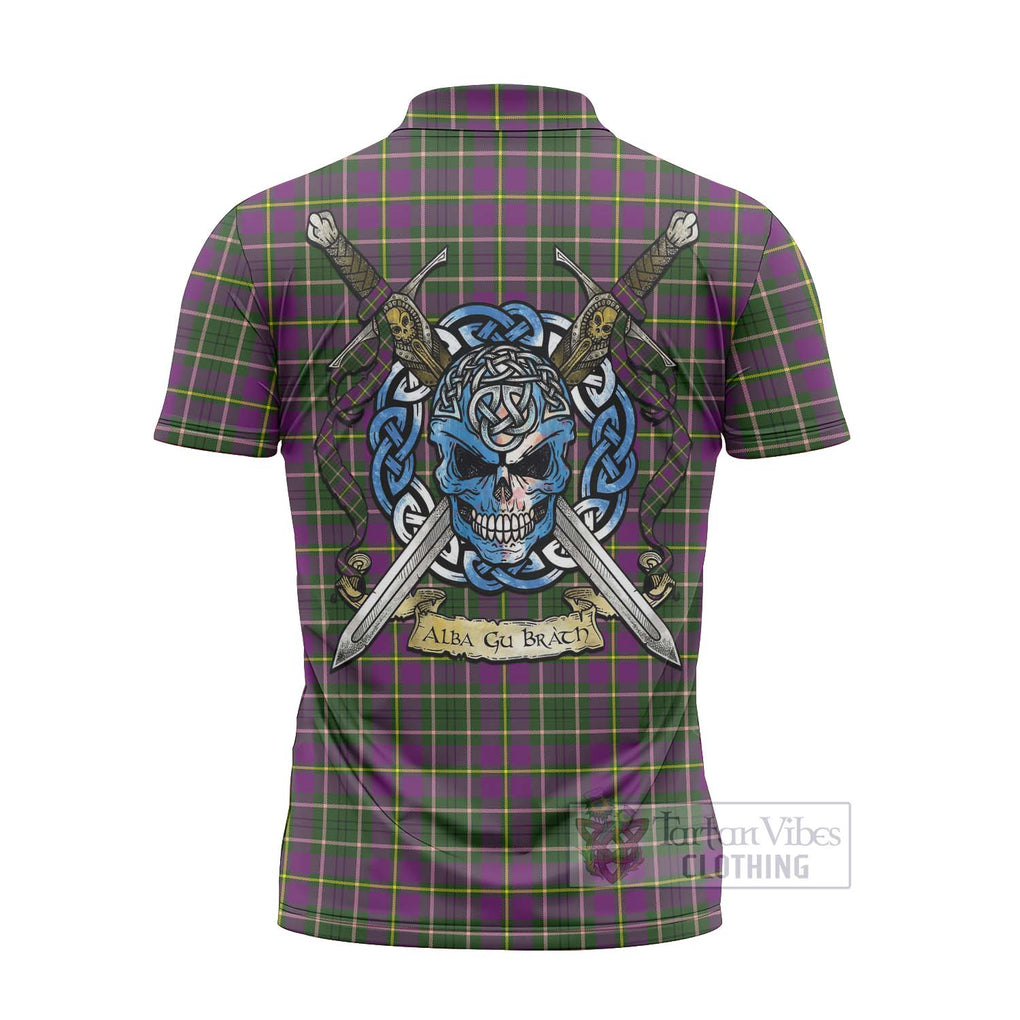 Tartan Vibes Clothing Taylor (Tailylour) Tartan Zipper Polo Shirt with Family Crest Celtic Skull Style