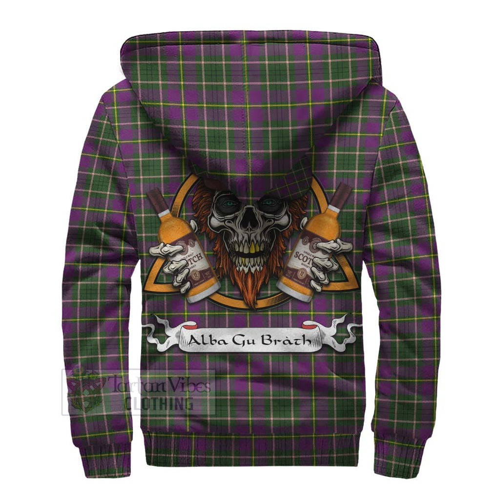 Tartan Vibes Clothing Taylor (Tailylour) Tartan Sherpa Hoodie with Family Crest and Bearded Skull Holding Bottles of Whiskey