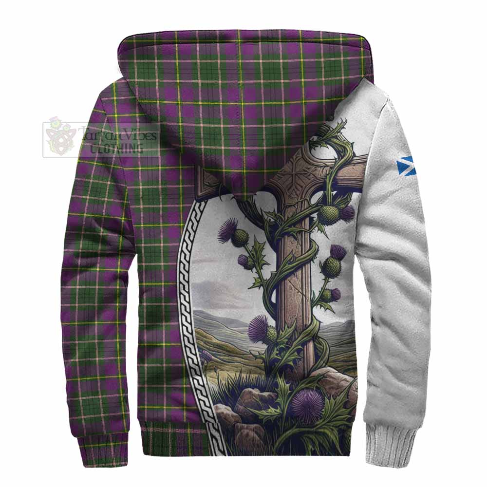 Tartan Vibes Clothing Taylor (Tailylour) Tartan Sherpa Hoodie with Family Crest and St. Andrew's Cross Accented by Thistle Vines