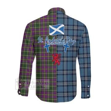 Taylor (Tailylour) Tartan Long Sleeve Button Shirt Happy St. Andrew's Day Half Tartan Style