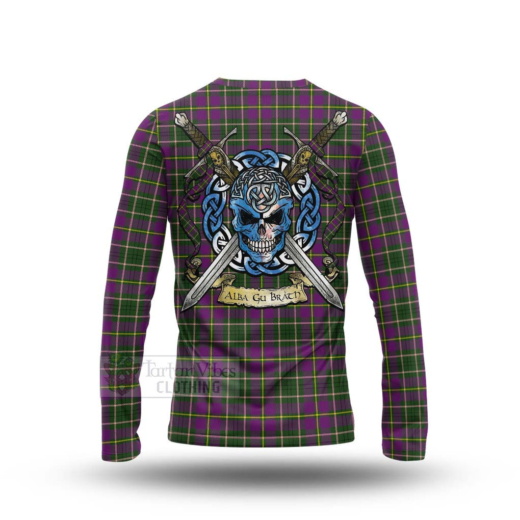 Tartan Vibes Clothing Taylor (Tailylour) Tartan Long Sleeve T-Shirt with Family Crest Celtic Skull Style