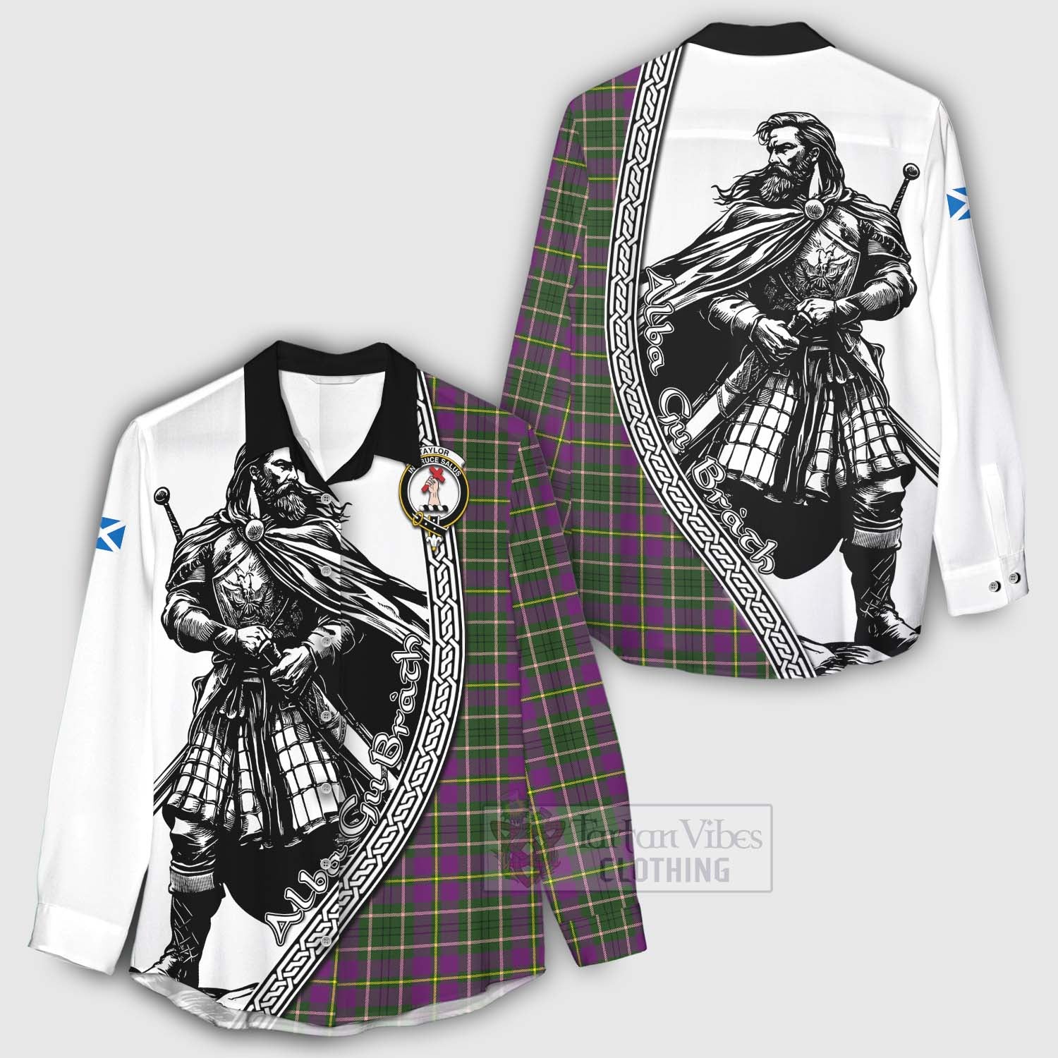 Tartan Vibes Clothing Taylor (Tailylour) Tartan Clan Crest Women's Casual Shirt with Highlander Warrior Celtic Style