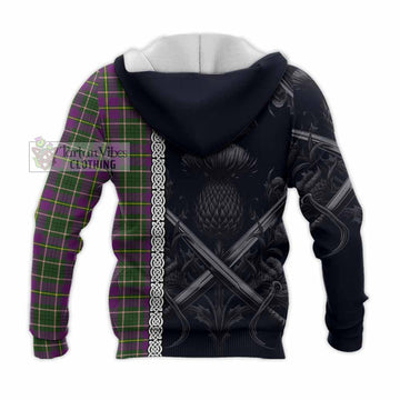 Taylor (Tailylour) Tartan Knitted Hoodie with Family Crest Cross Sword Thistle Celtic Vibes